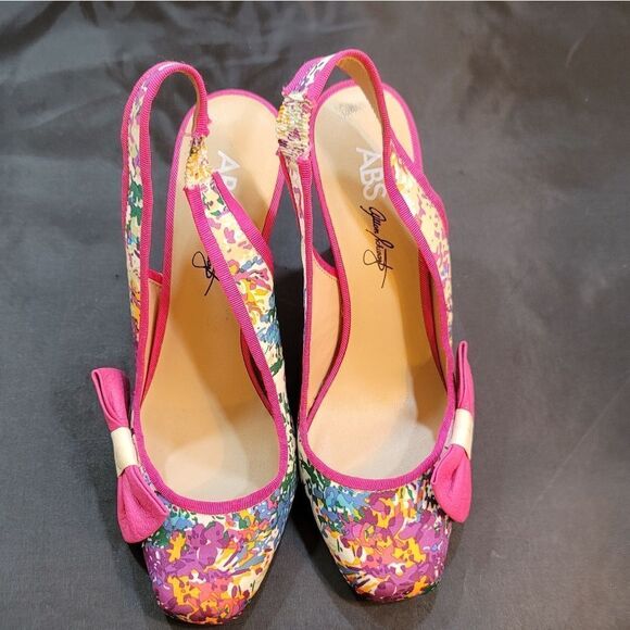ABC BY ALLEN SCHWARTZ SLINGBACK FLORAL EMBROIDERED HEEL SANDAL - Picture 2 of 13